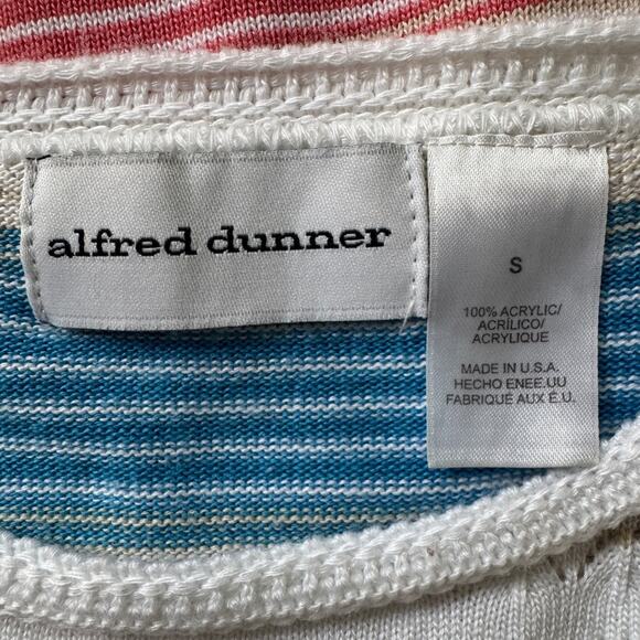Alfred Dunner White, Pink & Blue Striped Relaxed Fit Short Sleeve Sweater - Picture 5 of 6